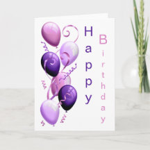 Globos morados, cumpleaños feliz