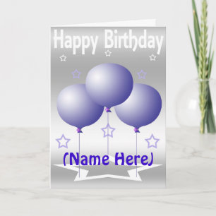 Tarjeta Globos morados y estrellas