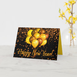 Tarjeta Globos naranja negro Año Nuevo Feliz Personalizado