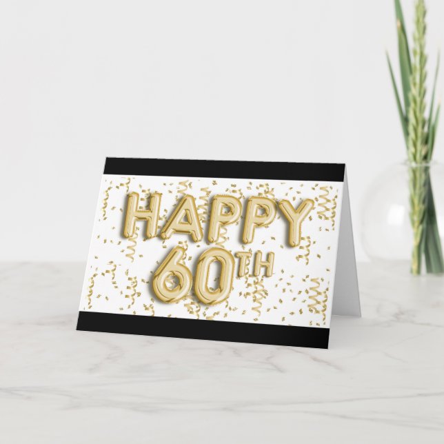 Tarjeta Globos negros y Relieves metalizados dorados Felic (Anverso)