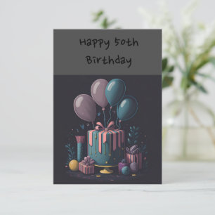 Tarjeta Globos para su cumpleaños 50