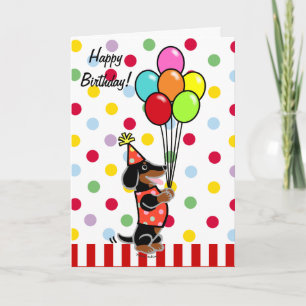 Tarjeta Globos Personalizados de cumpleaños de Dachshund