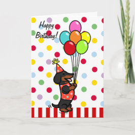 Tarjeta Globos Personalizados de cumpleaños de Dachshund