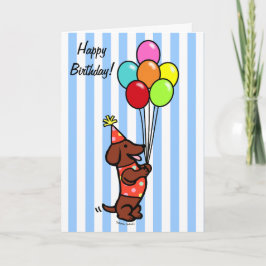 Tarjeta Globos Personalizados de cumpleaños de Dachshund