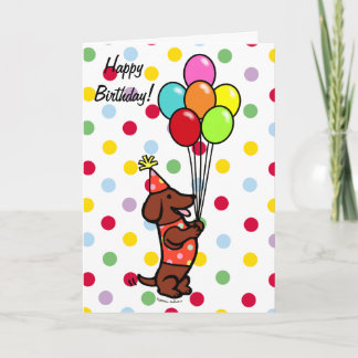 Tarjeta Globos Personalizados de cumpleaños de Dachshund