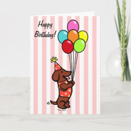 Tarjeta Globos Personalizados de cumpleaños de Dachshund