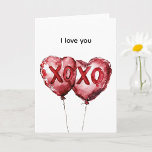 Tarjeta Globos rojos con corazón XOXO