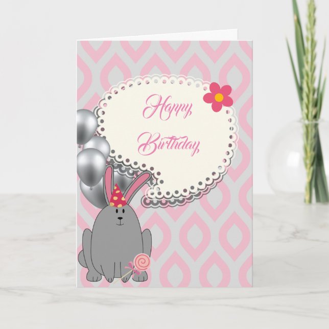 Tarjeta Globos rosados dulces, cumpleaños dulce (Anverso)