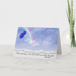 Tarjeta globos y arcoíris en las nubes