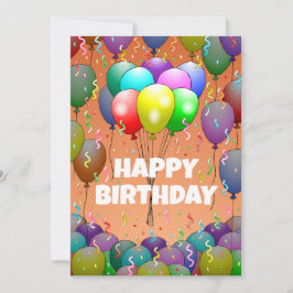 Tarjeta Globos y Confeti de Cumpleaños Hermosos