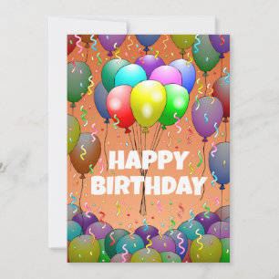 Tarjeta Globos y Confeti de Cumpleaños Hermosos