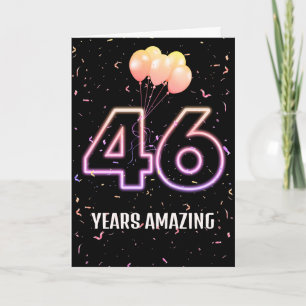 Tarjeta Globos y confeti para cumpleaños número 46