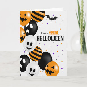 Tarjeta Globos y lunares de Halloween para niños