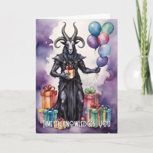 Tarjeta Globos y regalos de cumpleaños de Baphomet Gótico