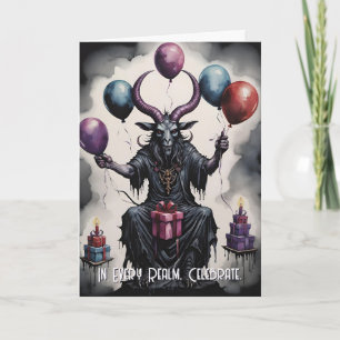 Tarjeta Globos y regalos de cumpleaños de Baphomet Gótico