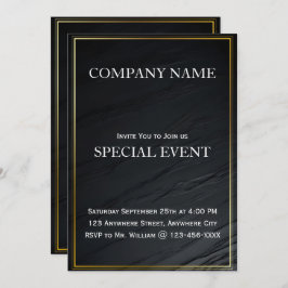 Tarjeta Gloden Frame Black Corporate Party Invitat