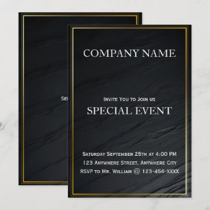 Tarjeta Gloden Frame Black Corporate Party Invitat