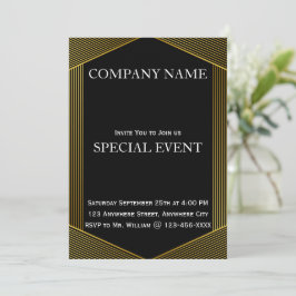 Tarjeta Gloden Frame Black Corporate Party Invitat