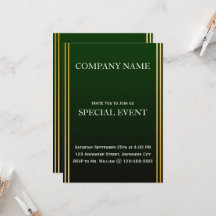 Tarjeta Gloden Frame Green Corporate Party Invitat