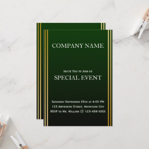 Tarjeta Gloden Frame Green Corporate Party Invitat
