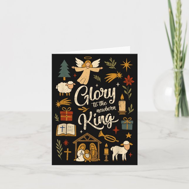 Tarjeta Glory To The Newborn King Christmas Nativity Scene (Anverso)