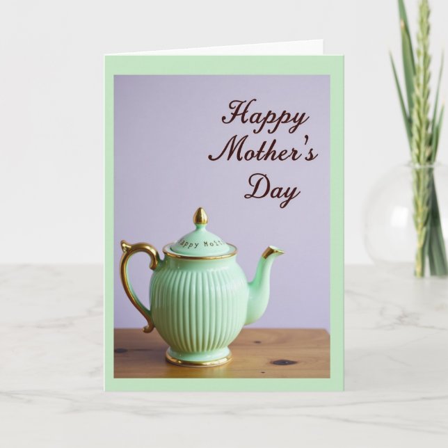 Tarjeta Glossy Teapot Mothers Day Card (Anverso)