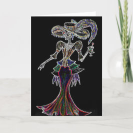Tarjeta Glow Steampunk Catrina, Dia de los Muertos