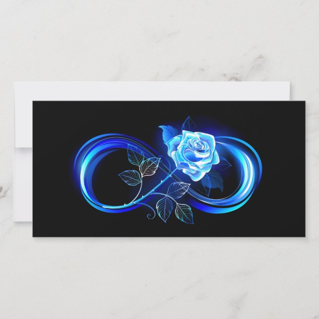 Tarjeta Glowing infinity with blue rose (Anverso)