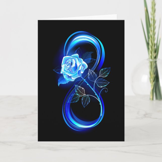 Tarjeta Glowing infinity with blue rose (Anverso)