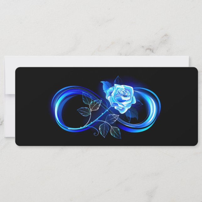 Tarjeta Glowing infinity with blue rose (Anverso)