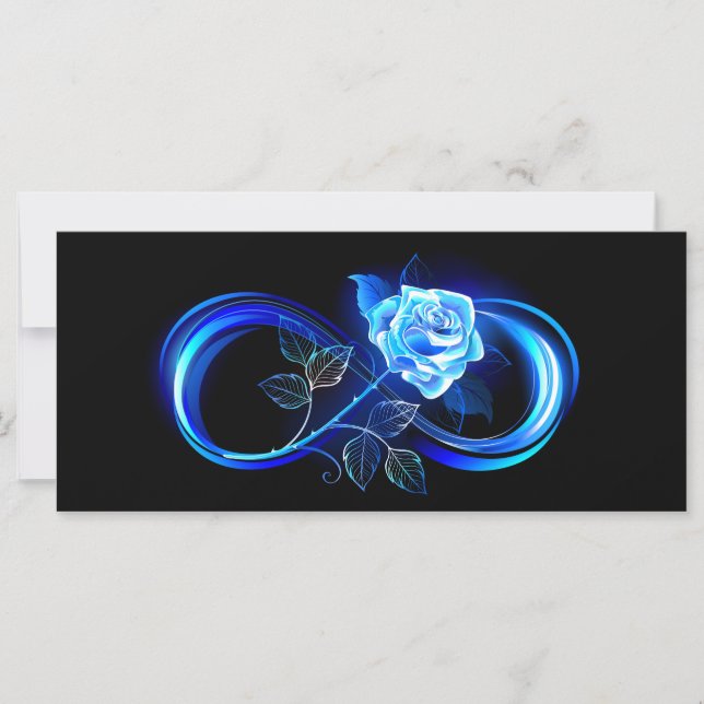 Tarjeta Glowing infinity with blue rose (Anverso)