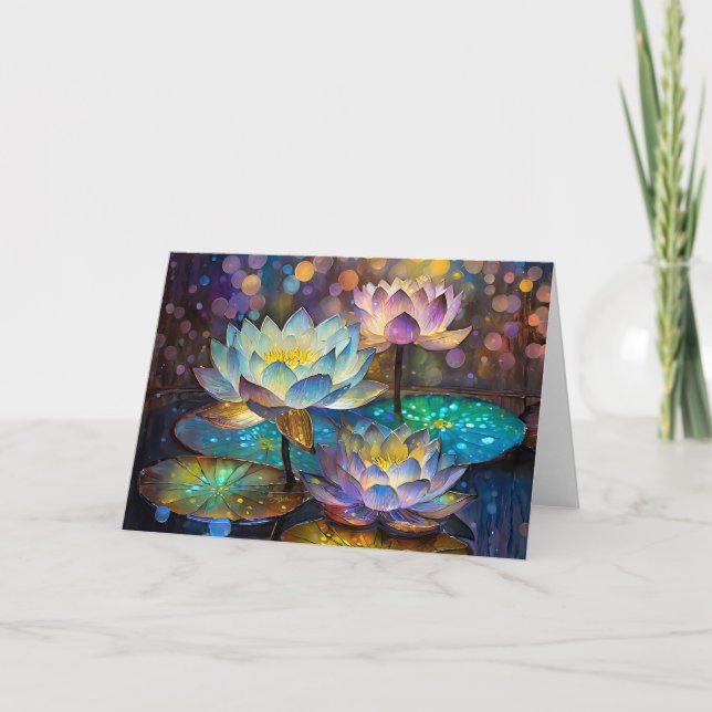 Tarjeta Glowing Lotus Flowers Trio (Anverso)