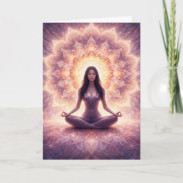 Tarjeta Glowing Mandala Meditation Woman Custom Name      