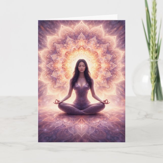 Tarjeta Glowing Mandala Meditation Woman Custom Name       (Anverso)