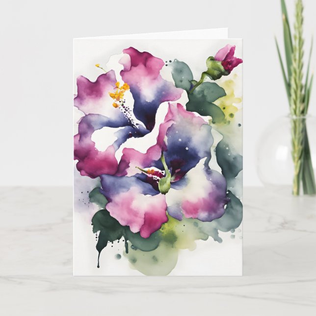 Tarjeta Gloxinia - Watercolor flowers (Anverso)