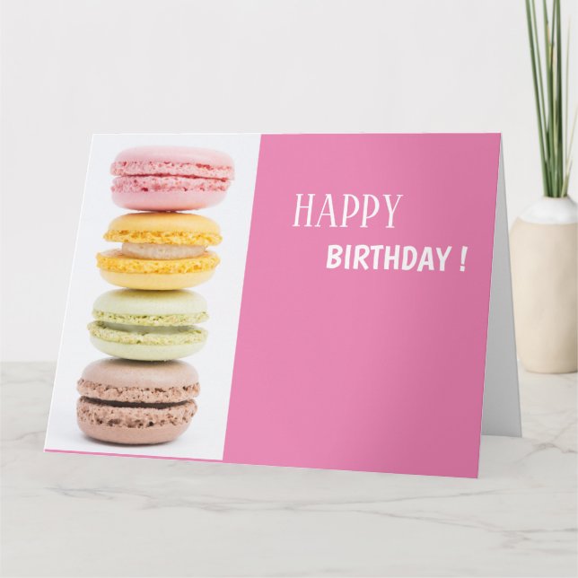 Tarjeta Glückwunschkarte Macarons Pastelfarben rosa Rahmen (Anverso)