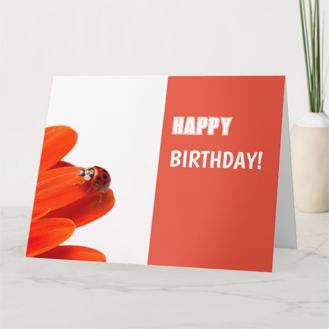 Tarjeta Glückwunschkarte Marienkäfer auf oranger Blüte (Anverso)