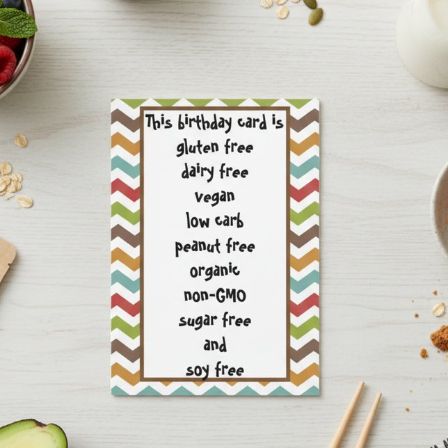 Tarjeta Gluten Dairy Sugar Soy Carb Gratis Gracioso Cumple (Subido por el creador)