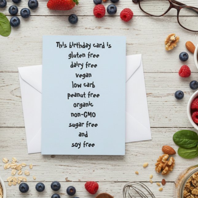 Tarjeta Gluten Dairy Sugar Soy Carb Gratis Gracioso Cumple (Subido por el creador)