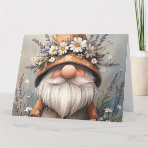 Tarjeta Gnome caprichoso de flores: Adorable Watercolor Ar