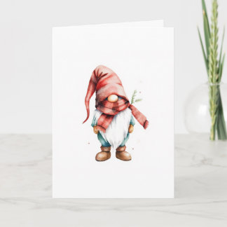 Tarjeta Gnome de Navidad con acuarela