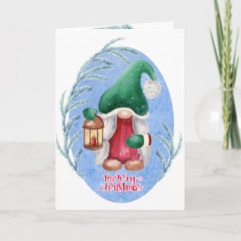 Tarjeta Gnome de Navidades de acuarela
