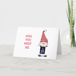 TARJETA GNOME DICE "ENCONTRARME BAJO EL MUÉRDAGO"