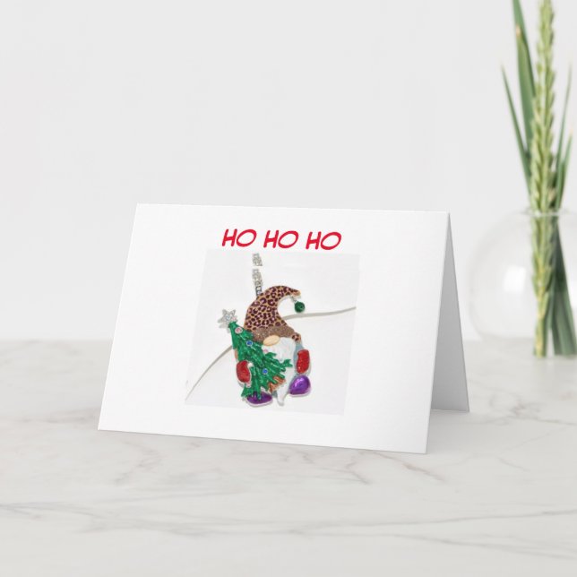 TARJETA GNOME DICE HO HO "FELIZ NAVIDAD" (Anverso)