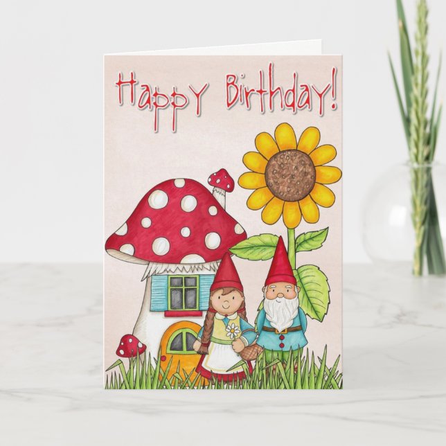 Tarjeta Gnome Feliz Cumpleaños (Anverso)