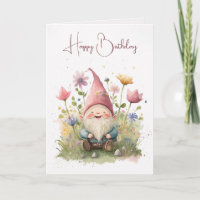 Gnome Feliz Cumpleaños En Jardín
