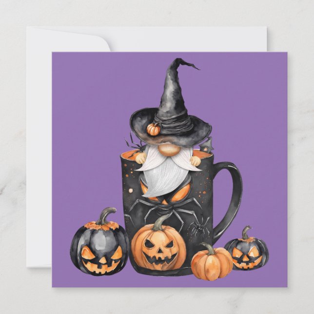 Tarjeta Gnome Feliz Halloween (Anverso)