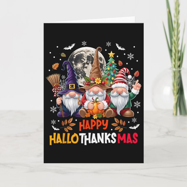 Tarjeta Gnome Hallothanksmas Halloween Thanksgiving Christ (Anverso)