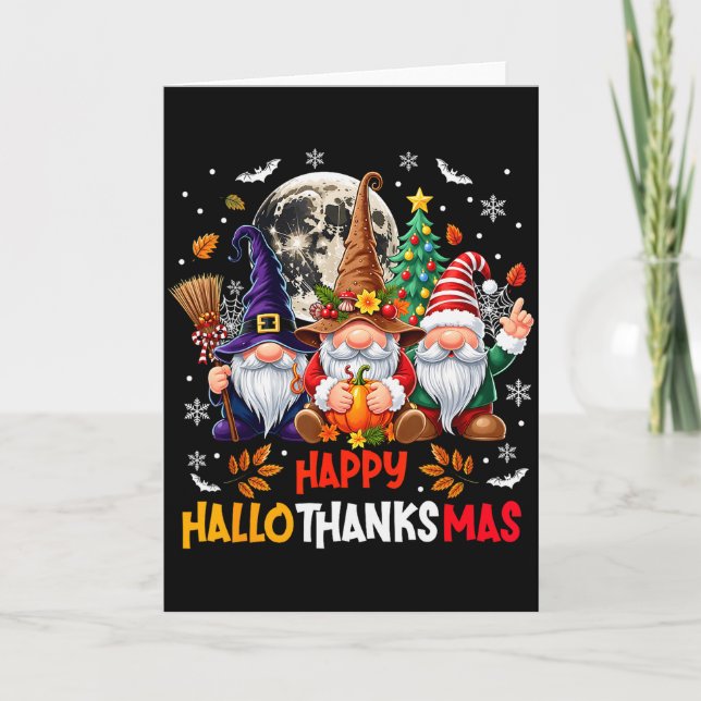 Tarjeta Gnome Hallothanksmas Halloween Thanksgiving Christ (Anverso)