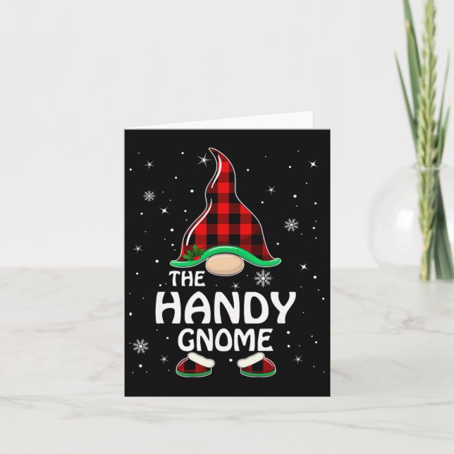 Tarjeta Gnome Handy Buffalo Plaid Matemático Christma (Anverso)